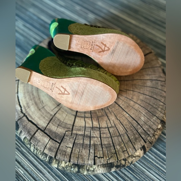 🆕Altura Sie7e NWOB Women’s Green Platform Slingback Open Toe Wedges in Size 6 - Picture 4 of 5